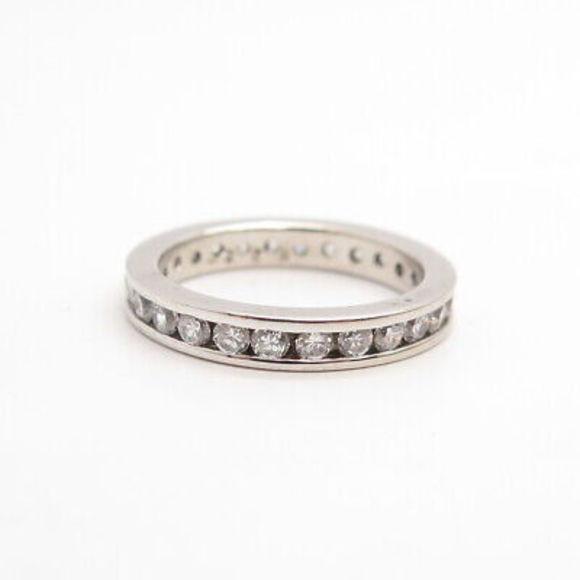 925 Sterling Silver Pave C Z All Around Eternity Band Ring Size 5 - Picture 5 of 7